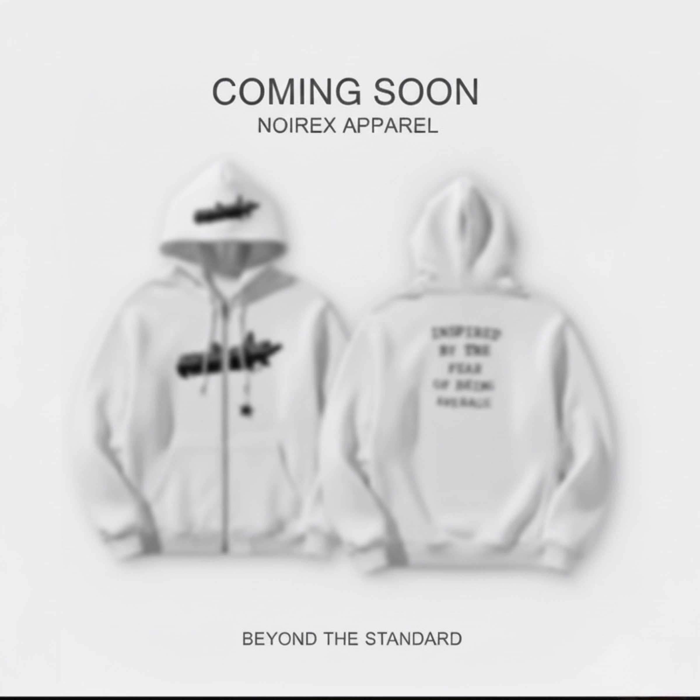 NOIREX Coming Soon Instagram post showing AI mockup front and back