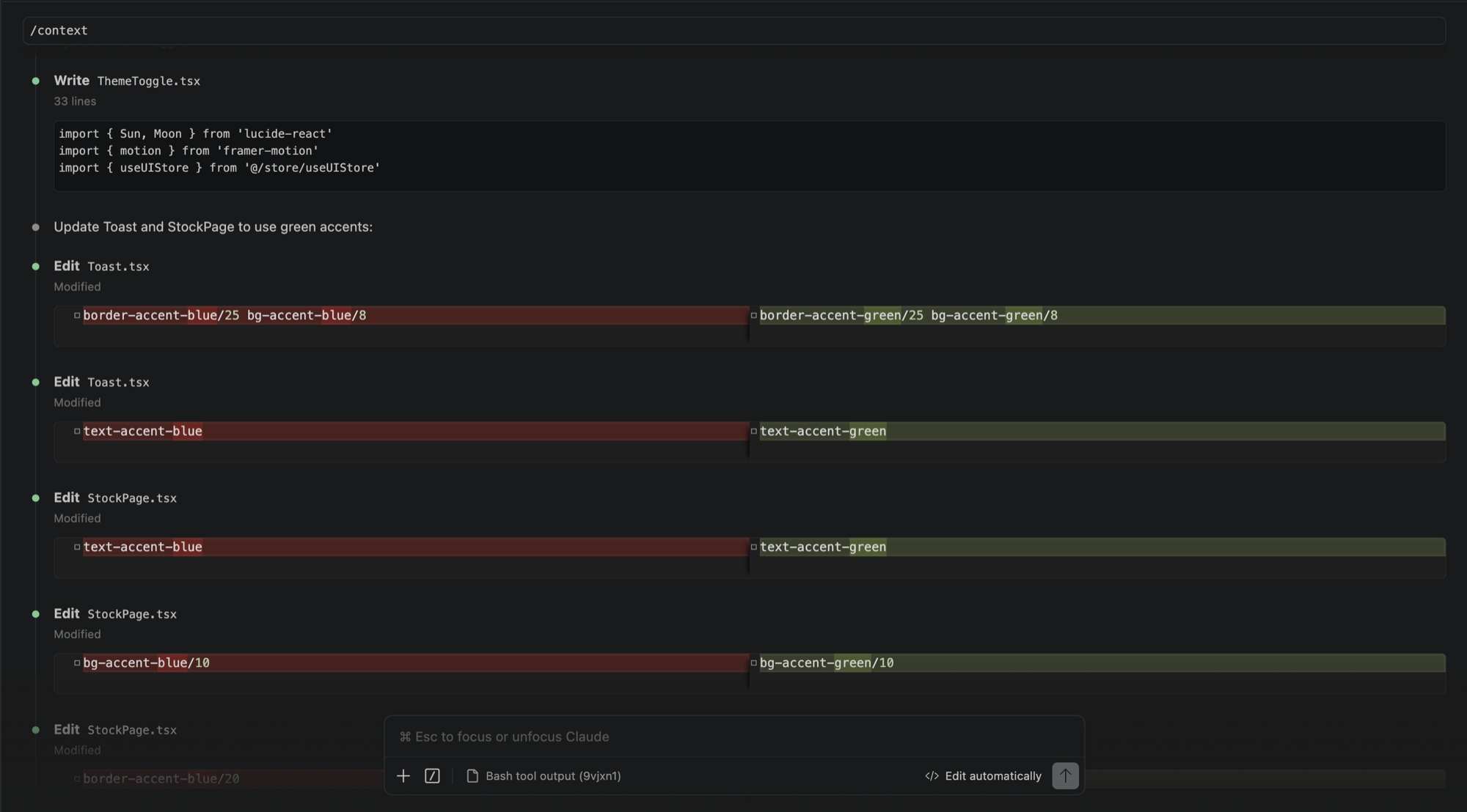 VS Code showing Claude Code making edits across multiple files